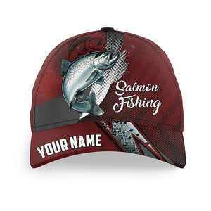 Chinook Salmon fishing camo hats for men, women custom baseball best Salmon fishing hat | Red NQS7759