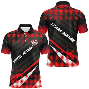 Red Bowling Custom Men Bowling Polo, Quarter zip Shirts Bowling Team Jerseys Bowling Tournament NQS8885