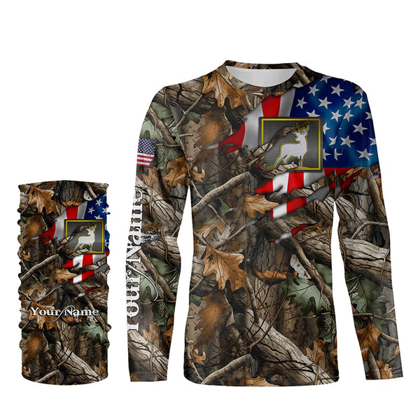 Deer hunting camo American flag patriotic custom name deer hunting all over printed shirts NQSD52