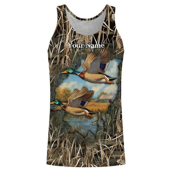 Mallard Duck hunting waterfowl camo hunting 3d shirts custom name duck hunting shirts NQSD1