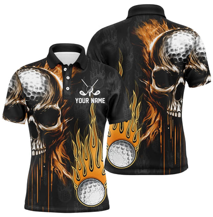 Mens golf polos shirts custom skull golf fire golf apparel, cool polo shirts for mens NQS7140