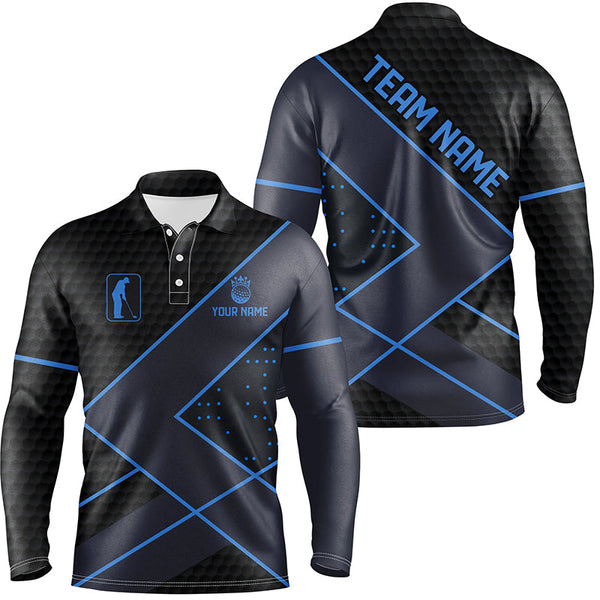 Black and Blue Mens golf polo shirts custom golf apparel for men, personalized golf gifts for men NQS8000