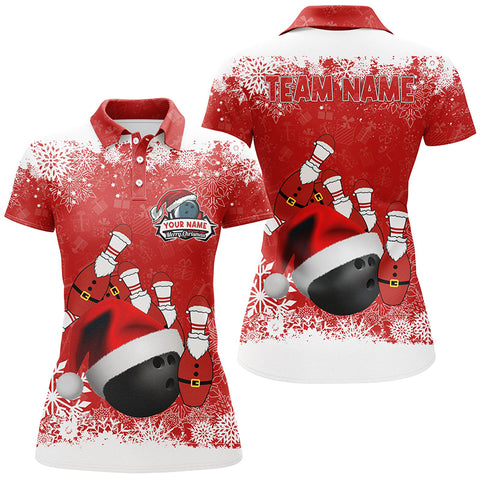 Womens bowling polo shirts Custom Christmas snowflake bowling ball Bowling Team league Jersey NQS6806