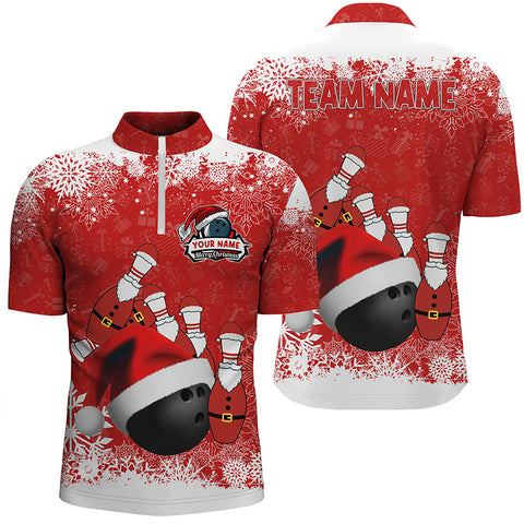 Men's bowling Quarter Zip shirts Custom Christmas snowflake bowling ball Bowling Team league Jersey NQS6806