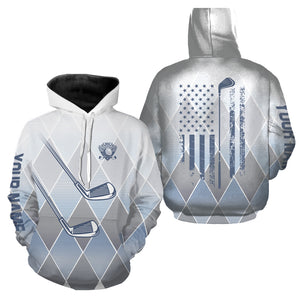 Blue argyle pattern American flag Golf clubs Golf Hoodies Custom patriotic Golf hoodie top NQS9126