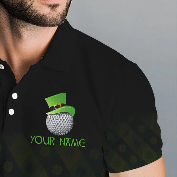 Green clover pattern Lucky golf shirt Men polo shirts custom St patrick Day golf tops for mens NQS9338