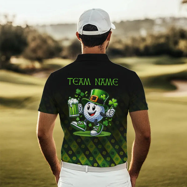 Green clover pattern Lucky golf shirt Men polo shirts custom St patrick Day golf tops for mens NQS9338