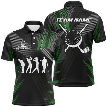 Mens golf polo shirts custom black and green golf clubs, team golf attire for men NQS7429