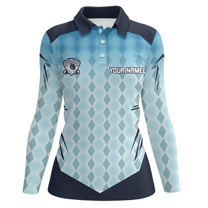Blue argyle pattern womens golf polos custom golf tops for women, golf gifts for women NQS7592