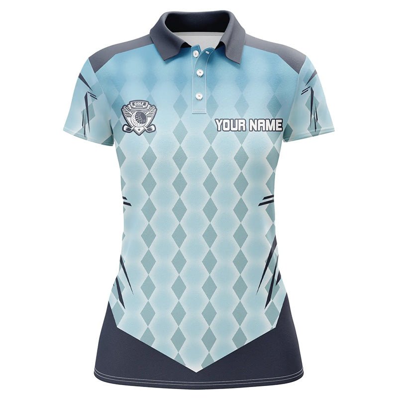 Blue argyle pattern womens golf polos custom golf tops for women, golf gifts for women NQS7592