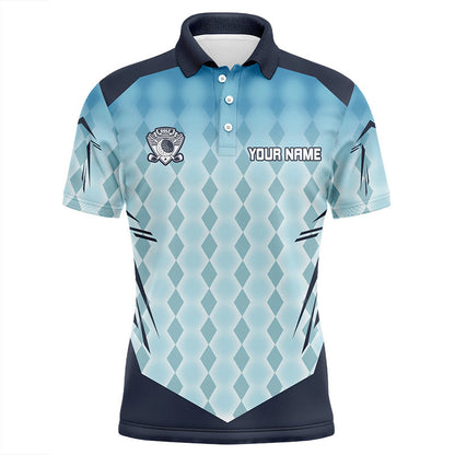 Blue argyle pattern men's golf polo shirts custom golf outfits for men, golf gifts for men NQS7592