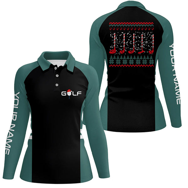 Green and black Womens golf polo shirt custom Christmas golf clubs ladies golf polos NQS6548