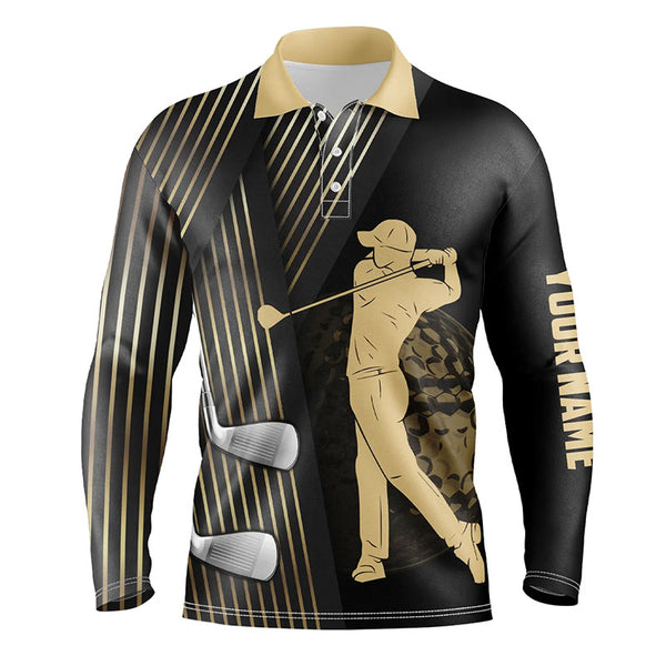 Black and gold Mens golf polo shirts custom golf clubs team golf shirts, golf tops for men NQS7258