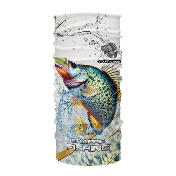 Crappie Green scales water Custom White Long Sleeve Fishing Shirts, Personalized Crappie Fishing Gifts NQS9646