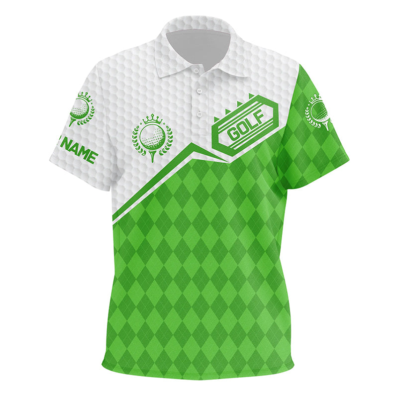 Kid golf polo shirts custom green argyle pattern white golf ball team golf attire for Kid NQS7438