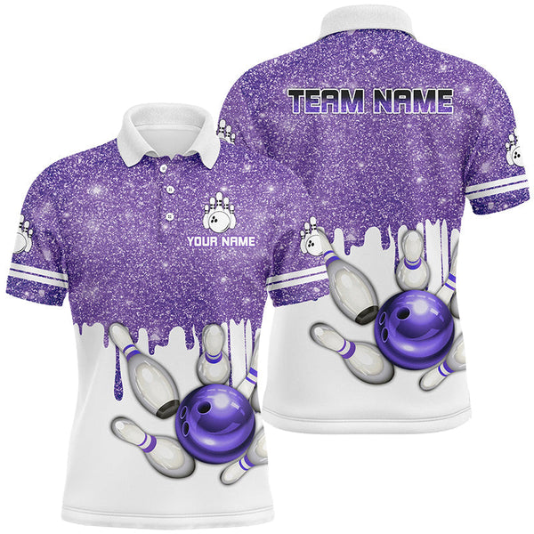 Purple glitter Bowling Shirts For Men Custom team bowling jerseys, Personalized bowling uniform NQS8658