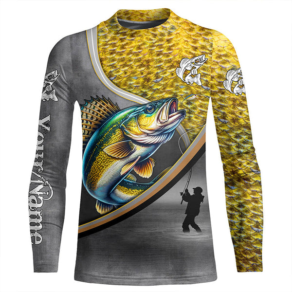 Walleye personalized fishing shirts freshwater fishing apparel, fishing shirts for men, women and kid NQS1410