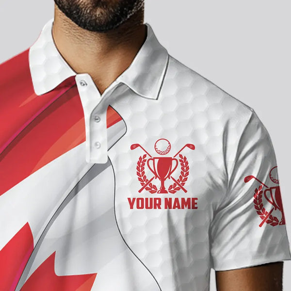 Canadian flag Mens golf polo shirts custom white golf ball team patriotic golf shirts for mens golfers NQS9657