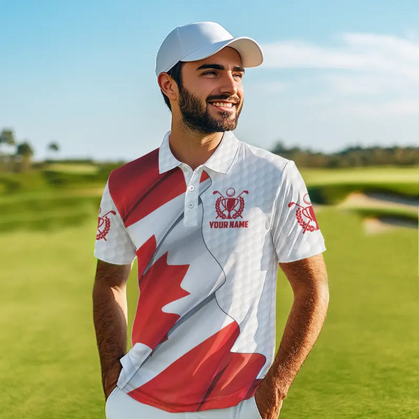 Canadian flag Mens golf polo shirts custom white golf ball team patriotic golf shirts for mens golfers NQS9657