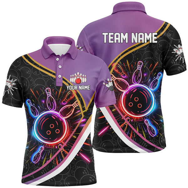 Purple Gradient Black camo Bowling shirts for men custom colorful neon light team bowling jerseys NQS7795