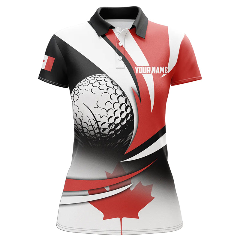 Canadian Flag Womens golf polo shirts Custom patriotic golf outfits women, personalized golf gifts NQS8213