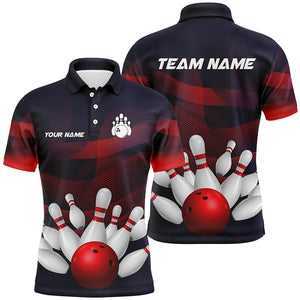 Custom Purple and Red Gradient Bowling Polo, 1/4 Zip Shirts For Men, Personalized Bowling Team Jerseys NQS8897