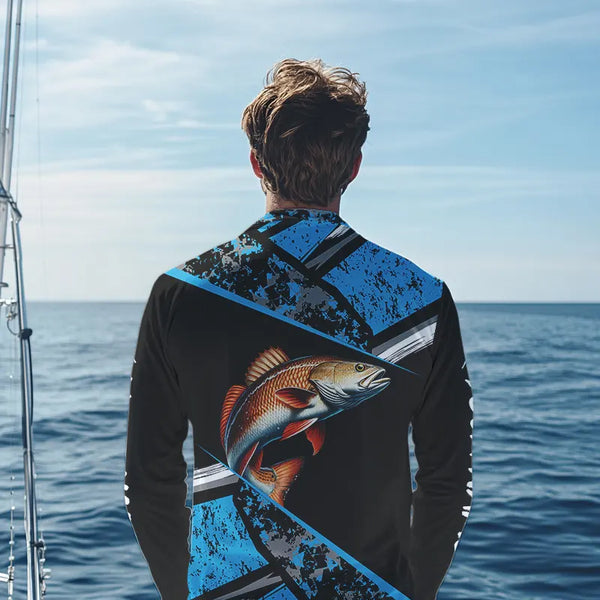 Redfish Drum fishing Blue camo Long Sleeve Performance Fishing Shirt custom Redfish fishing jerseys NQS9348