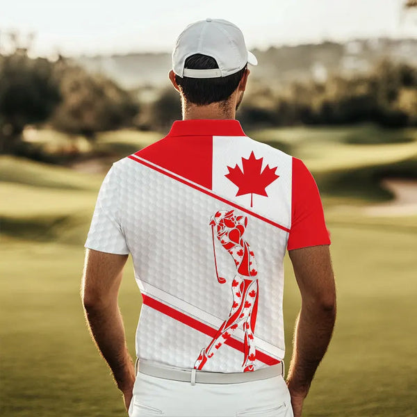 Personalized Canadian flag patriotic golf white Mens golf polo shirts custom mens golf wears NQS9356