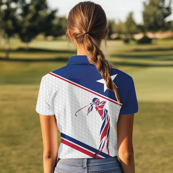 Personalized Texas flag patriotic golf white Womens golf polo shirts custom name ladies golf tops NQS9357
