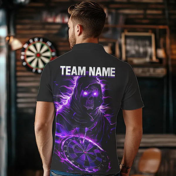 Black and Purple Skull reaper Dart jerseys Polo, 1/4 Zip Shirt for Men Custom Darts Team shirts NQS9509