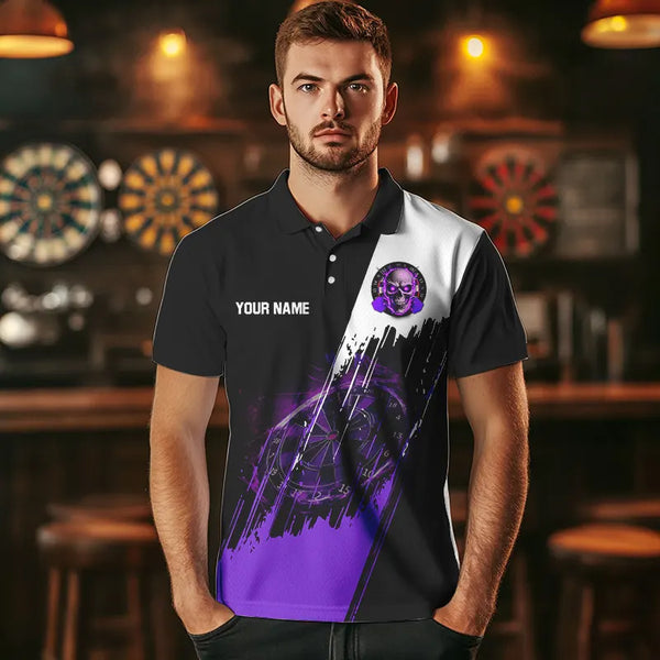 Black and Purple Skull reaper Dart jerseys Polo, 1/4 Zip Shirt for Men Custom Darts Team shirts NQS9509