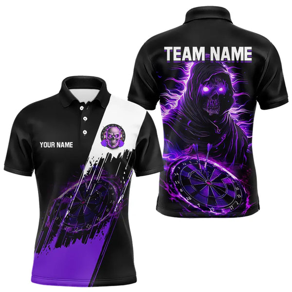 Black and Purple Skull reaper Dart jerseys Polo, 1/4 Zip Shirt for Men Custom Darts Team shirts NQS9509