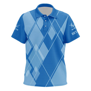 Blue argyle pattern custom Kid golf polos shirt, golf tops for Kid golfing gifts NQS7609