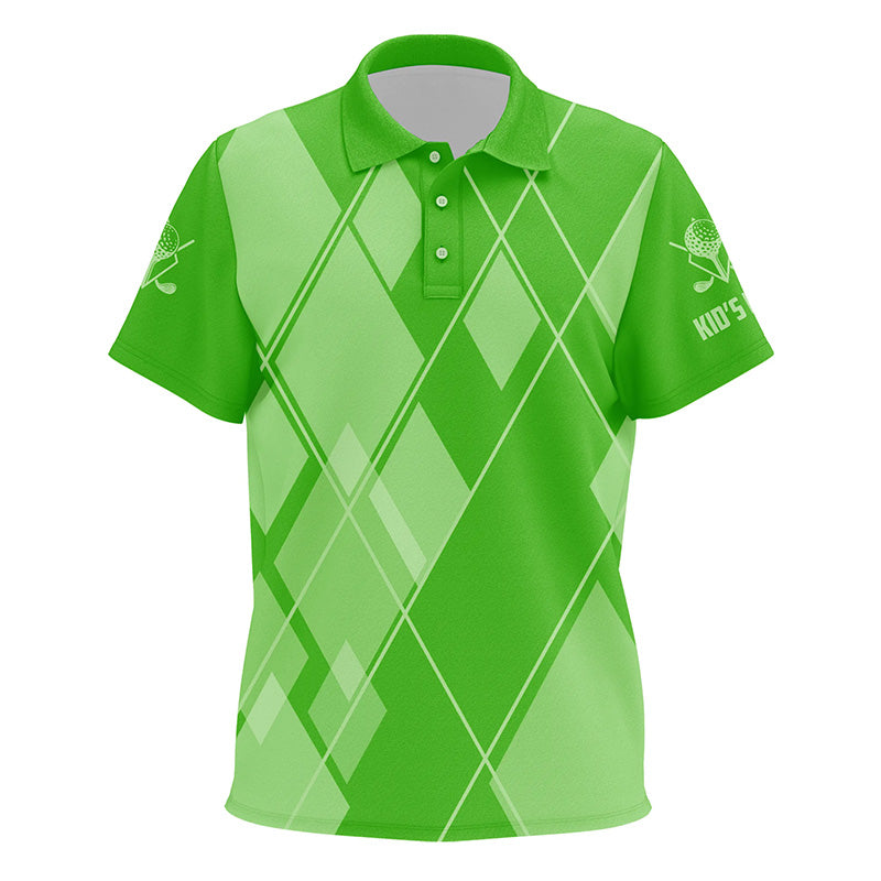 Green argyle pattern custom Kid golf polos shirt, golf tops for Kid golfing gifts NQS7610