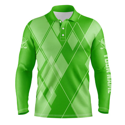 Green argyle pattern custom Mens golf polo shirts, golf tops for men golfing gifts NQS7610