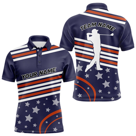 Red, white and blue stars Golf Polo Shirts For Men custom patriotic mens golf tops NQS9164