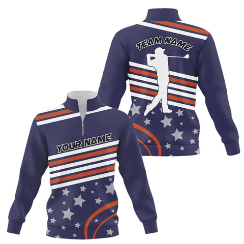 Red, white and blue stars Quarter zip golf sweatshirt custom patriotic golf sweater NQS9164