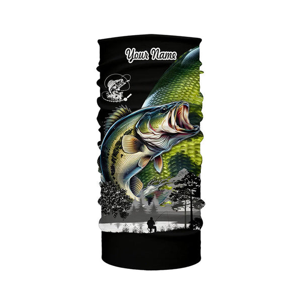 Largemouth Bass fishing scales green black Customize Name UV sun protection bass fishing shirts NQS1946