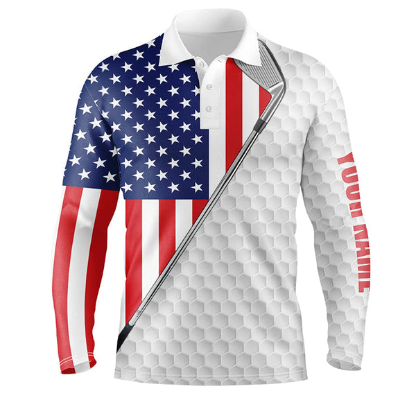 American flag white Mens golf polo shirts custom name golf clubs patriotic team golf shirt for mens NQS5737