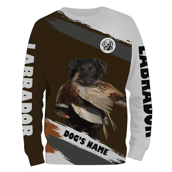 Black Labrador Retriever Pheasant Hunting Dog Custom Dog Name Shirts, Black Labs Hunting Gifts FSD4518