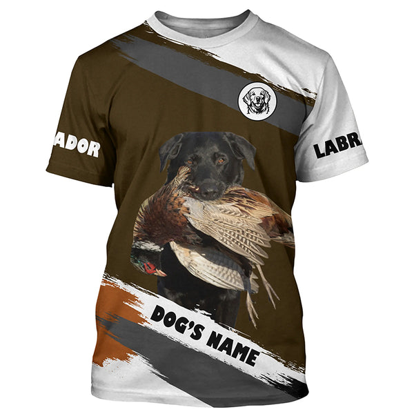 Black Labrador Retriever Pheasant Hunting Dog Custom Dog Name Shirts, Black Labs Hunting Gifts FSD4518
