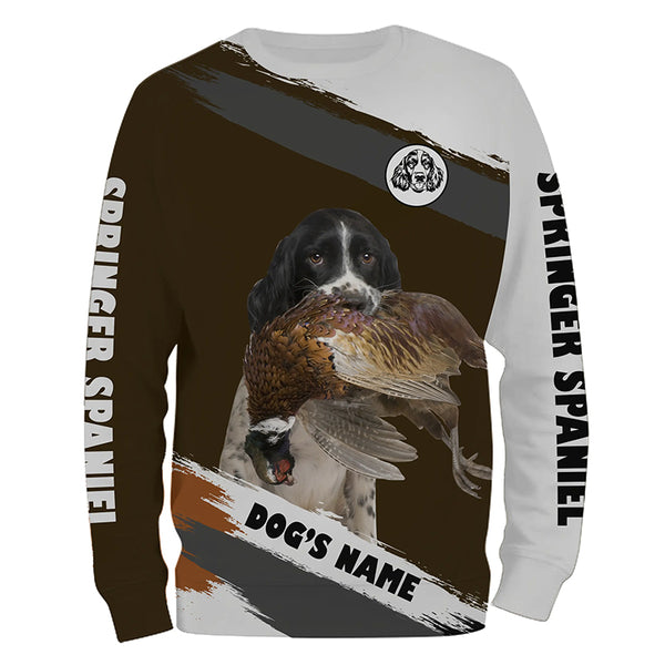 English Springer Spaniel Pheasant Hunting Dog Custom Dog Name Shirts, Pheasant Hunting Gifts FSD4519