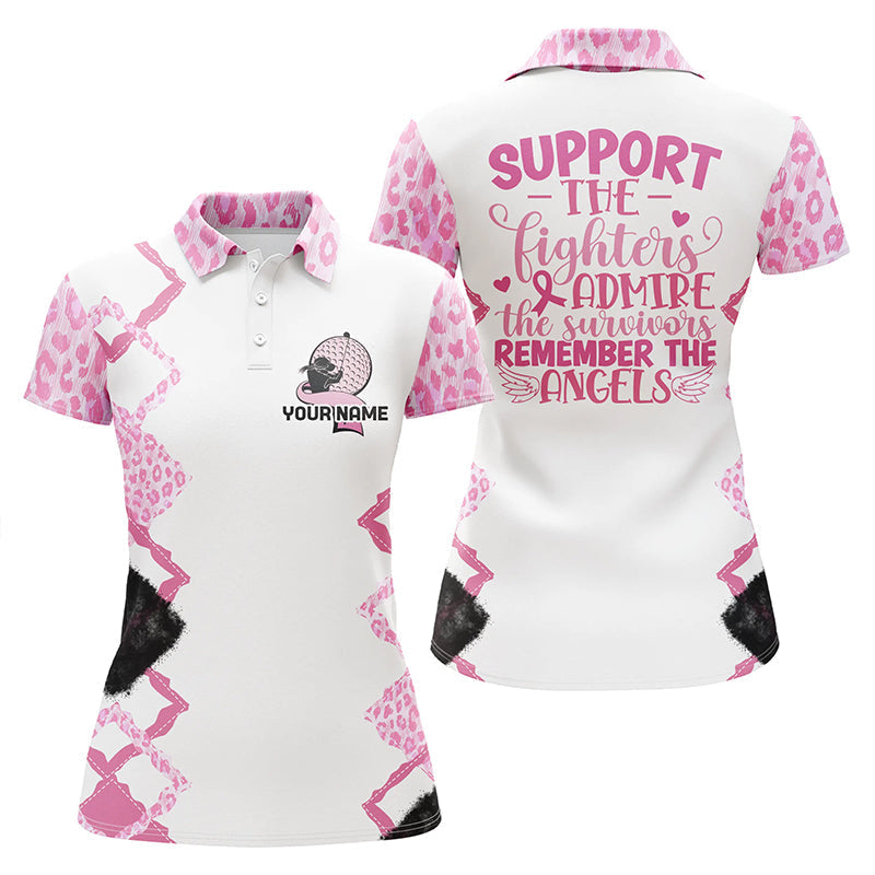 Pink leopard Womens golf polo shirt support the fighters custom breast cancer awareness golf shirts NQS6370