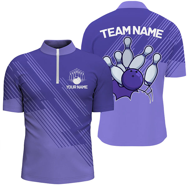 Custom Bowling Shirts For Men, Personalized Bowling Team Jerseys | Purple NQS8925