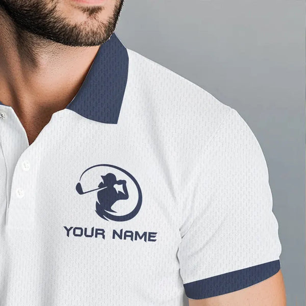 Blue and White Mens golf polo shirts custom golf attire for mens, personalized golf gifts NQS9376