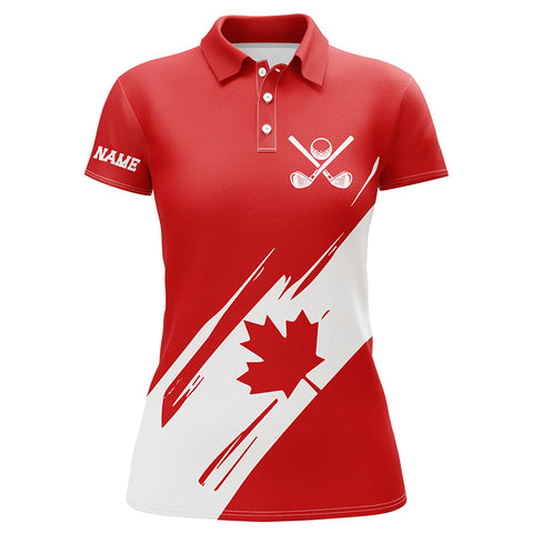 Womens golf polo shirts Red Canada flag maple leaf patriot custom team golf shirts, Canadian golf tops NQS7281