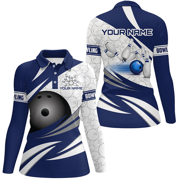 Blue and White Camo Bowling Shirt for Women Custom Bowling Team League Jerseys bowlers outfit NQS8937