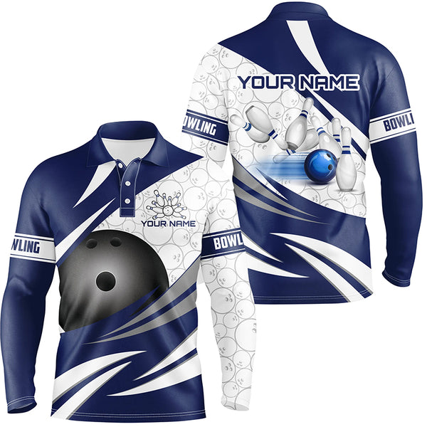 Blue and White Camo Bowling Shirt for Men Custom Bowling Team League Jerseys bowlers outfit NQS8937