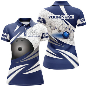 Blue and White Camo Bowling Shirt for Women Custom Bowling Team League Jerseys bowlers outfit NQS8937