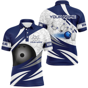 Blue and White Camo Bowling Shirt for Men Custom Bowling Team League Jerseys bowlers outfit NQS8937